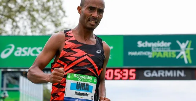 photo  mulugeta uma avait remporté le marathon de paris chez les messieurs en 2024.  &copy;  emmanuel dunand / afp 