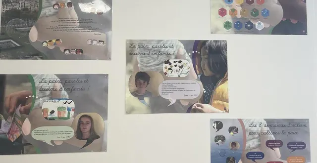 photo  des enfants du centre social de courteille à alençon ont réalisé une exposition sur la paix.  &copy;  centre social courteille 