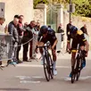 photo  corentin ledru, à gauche, remporte le titre de champion départemental aux dépens de julien mereau, ici vaincu au sprint, sur la ligne.  