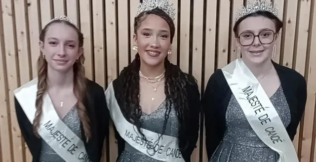photo  rose wagner, tenessy élisabeth, et élisa bouildé, les trois majestés 2025, participeront au carnaval de candé, dimanche.  &copy;  ouest-france 