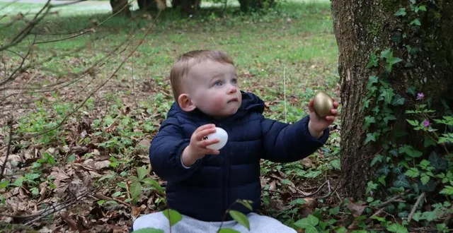 photo  thibault, 20 mois, a participé à sa toute première chasse aux œufs, ce lundi 21 avril 2025 à parcé-sur-sarthe.  &copy;  ouest-france 