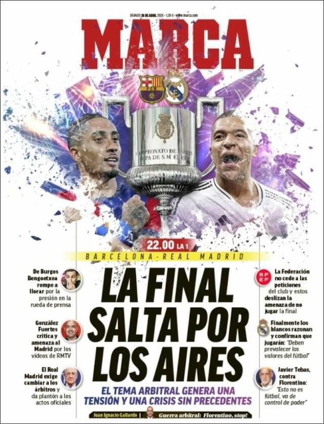 La Une de Marca ce samedi 26 avril. Marca photo la une de marca ce samedi 26 avril. © marca