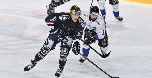 photo  brady shaw et son casque doré de meilleur buteur des ducs d’angers.  &copy;  sébastien aubinaud 