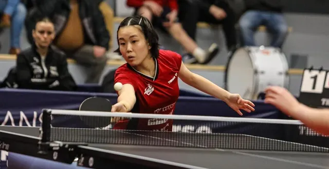 photo  la joueuse japonaise du mans haruna sugita, lors du match de pro a de tennis de table contre metz.  &copy;  photo : le maine libre 