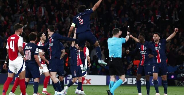 photo la joie des parisiens, qualifiés pour la finale de la ligue des champions 2024-2025. © thibaud moritz / afp