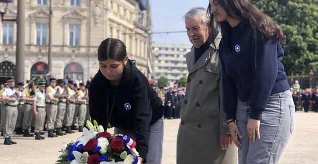photo  le mans, jeudi 8 mai 2025. la jeune génération a été largement impliquée dans cette cérémonie du 80e anniversaire du 8 mai 1945.  &copy;  le maine libre 