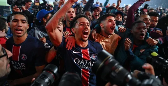 photo  achraf hakimi, marquinhos ou encore nuno mendes (ici au premier plan) sont laissés au repos jusqu’à mercredi par le psg après la qualification du club en finale de la ligue des champions.  &copy;  david ramos / getty images via afp 