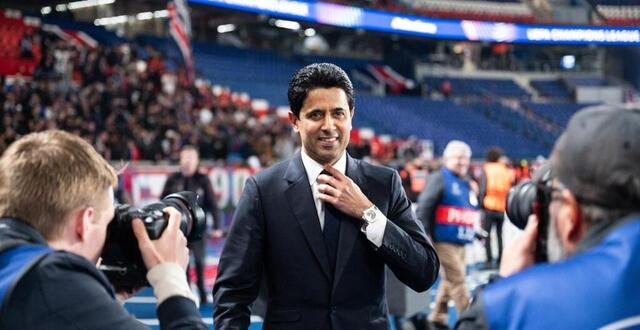 photo nasser al-khelaifi lors de la demi-finale retour des ligue des champions contre arsenal, mercredi 7 mai 2025. © ibrahim ezzat / nurphoto via afp