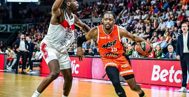 photo  wilfried yeguete et le msb sont assurés d’éviter le play-in après la défaite de nancy à cholet.  &copy;  photo : le maine libre - yvon loué 