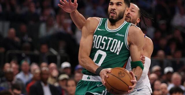photo jayson tatum lors du match 3 entre les celtics et les knicks. © al bello / afp