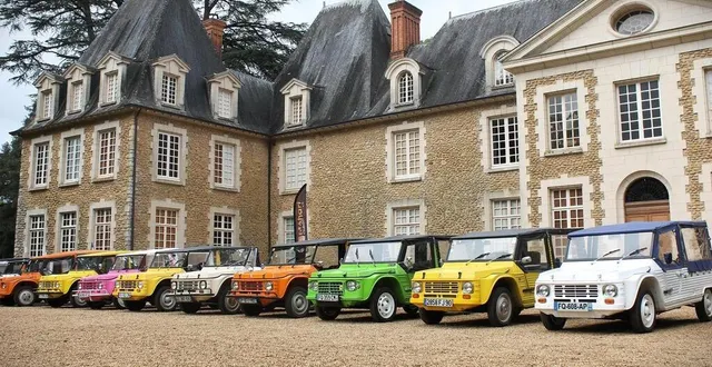 photo  un groupe de la section maine-touraine du méhari club de france a garé ses véhicules au château de juigné-sur-sarthe, dimanche 11 mai 2025.  &copy;  ouest-france 