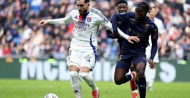photo le milieu de terrain français de lyon ryan cherki (à gauche) lors du match contre le stade de reims au parc olympique lyonnais, le 9 février 2025. © afp