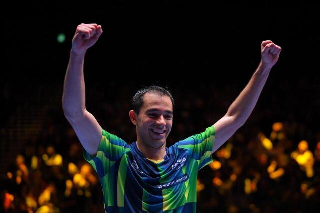 Le Brésilien Hugo Calderano, vainqueur de la Coupe du monde en avril à Macao. CHEONG KAM KA / Xinhua via AFP photo le brésilien hugo calderano, vainqueur de la coupe du monde en avril à macao. © cheong kam ka / xinhua via afp