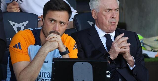 photo davide ancelotti, fils de carlo et adjoint de son père au real madrid, serait en passe de prendre en main les glasgow rangers pour la saison 2025-2026. © nurphoto via afp
