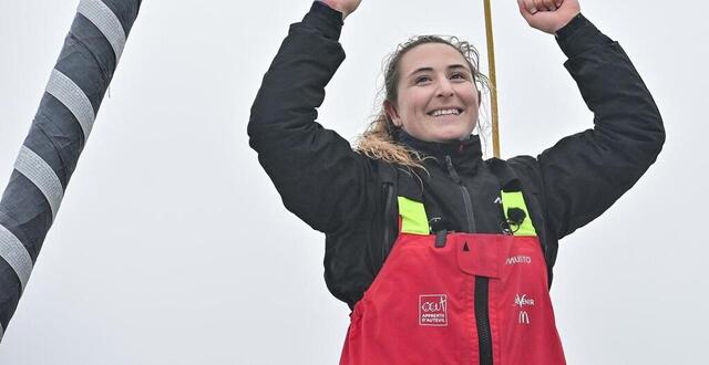 photo violette dorange lors de son arrivée aux sables-d’olonne, le 9 février dernier. © sebastien salom-gomis / afp