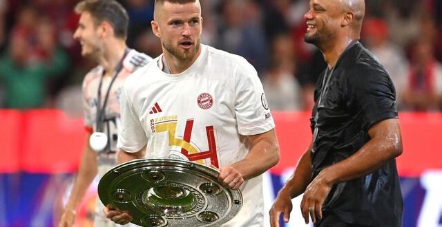 photo eric dier célébrant le sacre du bayern munich en bundesliga le 10 mai. © dpa picture-alliance via afp / frank hoermann/sven simon
