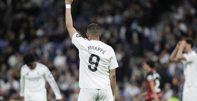 photo kylian mbappé célèbre un but avec le real madrid. © guillermo martinez / nurphoto via afp