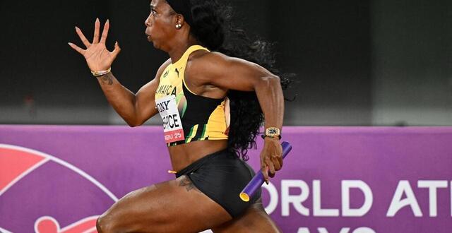 photo shelly-ann fraser-pryce lors des relais mondiaux de la wa le 11 mai. © xinhua via afp / song yanhua