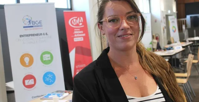 photo  margaux chevalier, ici en marge de la journée de l’entrepreneuriat organisée jeudi 15 mai 2025, à la salle madeleine-marie, à sablé-sur-sarthe.  &copy;  ouest-france 