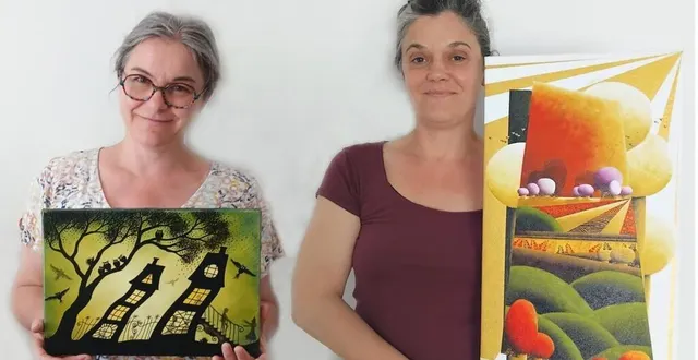 photo  (de gauche à droite ), adeline m et nathalie travaillard, les deux artistes qui exposent, samedi, à la bibliothèque.  &copy;  ouest-france 