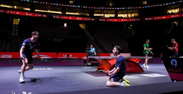 photo la paire de double composée d’esteban dorr et florian bourrassaud a annoncé son forfait pour les demi-finales des mondiaux de tennis de table. © wtt