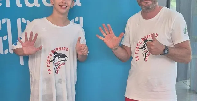 photo  le jeune guillaume desaintpol, ici avec michel foreau son entraîneur, a réalisé une belle moisson de médailles lors des championnats régionaux à saint-nazaire.  &copy;  ouest-france 