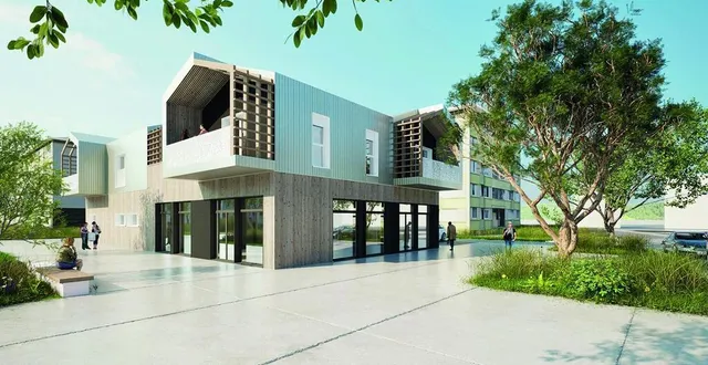 photo  une vue de l’ensemble qui comprendra le commerce et les logements étudiants du quartier vallée d'auge.  &copy;  atelier 2g architectes 