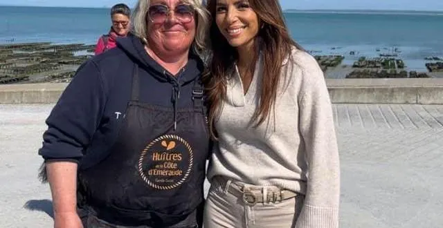 photo  eva longoria sur le marché aux huîtres de cancale, lundi 2 juin 2025  &copy;  photos fournies par les huîtres de la côte d’émeraude 