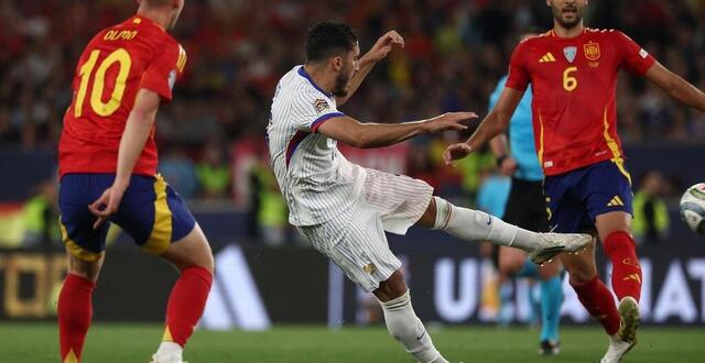 photo rayan cherki a inscrit le deuxième but des bleus, jeudi 5 juin, en demi-finale de la ligue des nations. © franck fife, afp
