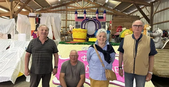 photo  la 71e édition du corso fleuri à vibraye portera sur le thème de disney. de gauche à droite sur la photo philippe geslin, alain balazs, valérie alix et eugène rottier.  &copy;  le maine libre 