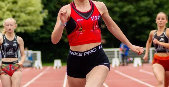 photo  coline bereau (vs fertois) a brillé sur 100 mètres.  &copy;  le maine libre 
