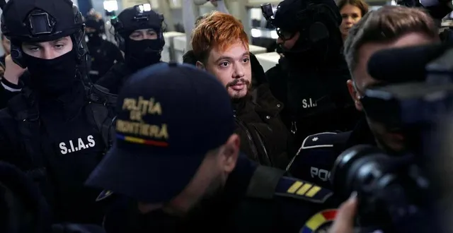 photo  mohamed amra, lors de son arrestation en roumanie fin février 2025.  &copy;  epa/maxppp 