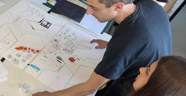 photo  pierre jeanneau, dessinateur et auteur de bd en pleine action à truffaut.  &copy;  co 