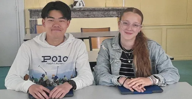 photo  saku, originaire du japon, et emese, originaire de hongrie, sont repartis dans leur famille après dix mois passés au lycée marie-immaculée en classe de première.  &copy;  ouest-france 