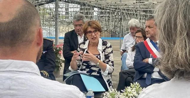 photo  mazé-milon, le 13 juin 2025. annie genevard, ministre de l’agriculture, a défendu le stockage de l’eau et la réintroduction de l’acétamipride auprès des acteurs de la filière horticole.  &copy;  co 