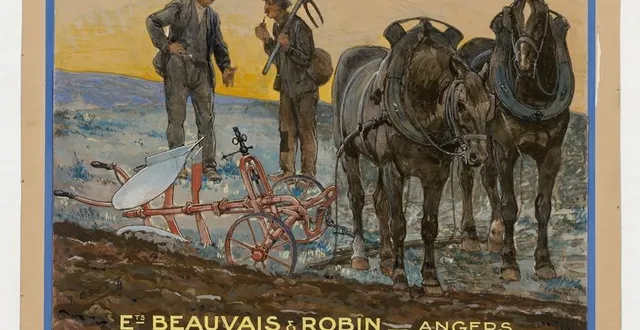 photo  maquette d’affiche publicitaire pour le brabant universala des établissements beauvais-robin, gouache, vers 1925.  &copy;  archives patrimoniales angers, 2 fi 654 