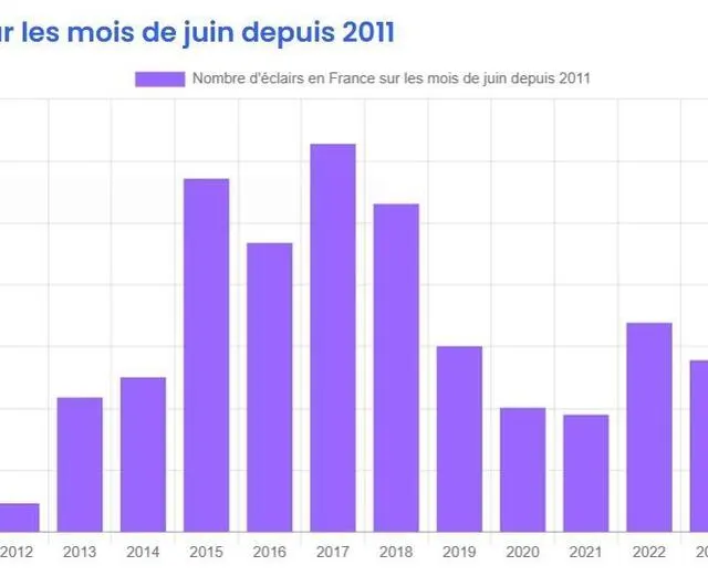 photo le nombre d’éclairs tombés en france à la mi-juin dépasse déjà celui de l’année 2011.  ©  capture d’écran météo60