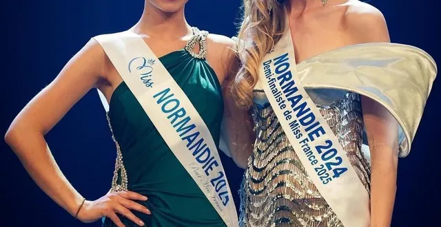 photo  lucile lecellier (à droite), miss normandie 2024, a cédé sa couronne à la rouennaise victoire dupuis.  &copy;  comité miss normandie 