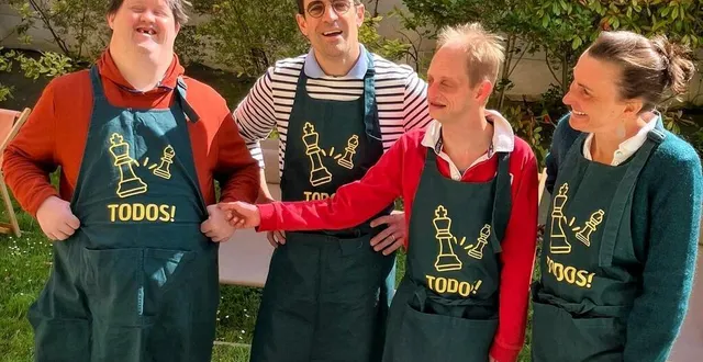 photo  le mans, juin 2025. de gauche à droite : gabriel, vincent, pierre et christine.  &copy;  le maine libre 