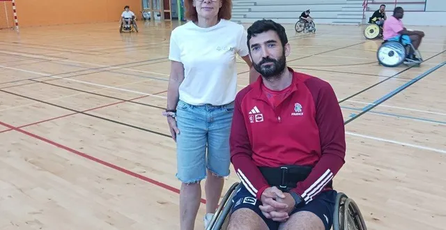 photo  corinne vermeil, présidente de la commission para-handball, et fabien convers, entraîneur de l’équipe de france hand-fauteuil.  &copy;  ouest-france. 