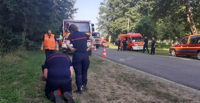 photo  sur la d 110, d’importants moyens ont été utilisés pour maîtriser le feu à mayet, ce jeudi 19 juin 2025.  &copy;  photo le maine libre 