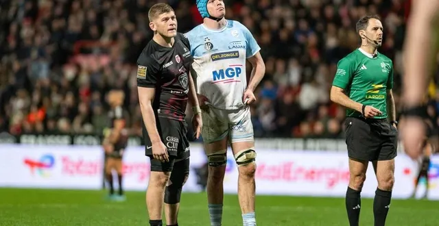 photo  le toulousain jack willis et le bayonnais arthur itturia lors de la rencontre de top 14 le 22 février 2025 au stade ernest-wallon.  &copy;  nathan barange / dppi via afp 