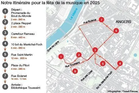 photo notre proposition d’itinéraire pour la fête de la musique à angers.  ©  infographie ouest-france