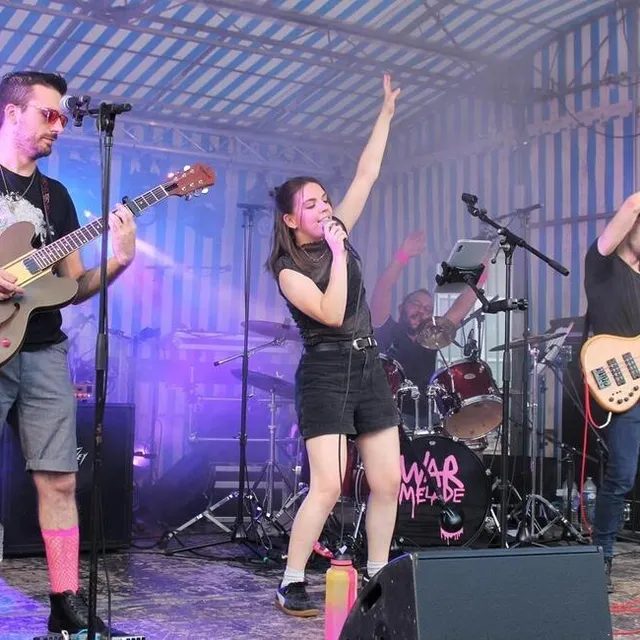 photo le groupe de rock sabolien warmelade a investi la scène de la place raphaël-élizé entre 20 h 45 h et 22 h.  ©  ouest-france