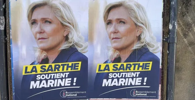 photo  des affiches du rassemblement national dans le quartier saint-antoine de la ferté-bernard ce 4 juin 2025.  &copy;  le maine libre 