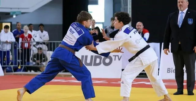 photo  titouan lucas (à droite) vise le titre européen chez les cadets à skopje, en macédoine du nord.  &copy;  rafal morawski – european union judo 