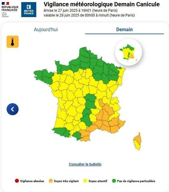 photo le maine-et-loire a été placé par météo france en vigilance jaune.  ©  capture d’écran : météo france