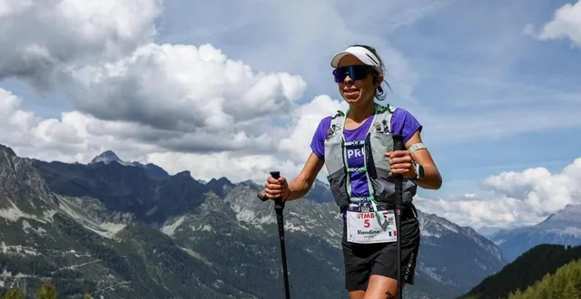 photo  en haut des sommets alpins, blandine l’hirondel a de nouveau brillé en remportant les 90 km du mont-blanc, vendredi 27 juin 2025.  &copy;  archives abriele facciotti/utmb 