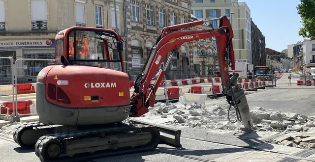 photo  actuellement, des travaux sont menés sur la ligne t1 entre l’université et la place de la république, au mans (sarthe).  &copy;  ouest-france 