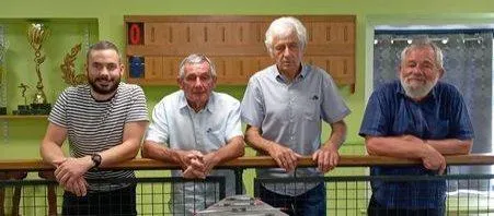 photo  la société de boule de fort la courtille a organisé, dernièrement, un concours « un contre un » qui a rassemblé 22 concurrents. la finale a été remportée par guy ribrault face à baptiste evrard, sur le score de 12 à 6. daniel guérin finit troisième et marcel thibault, quatrième.le challenge « un homme – une femme » aura lieu en septembre.de gauche à droite : baptiste evrard, guy ribrault (vainqueur), daniel guérin, marcel thibault.  &copy;  co 
